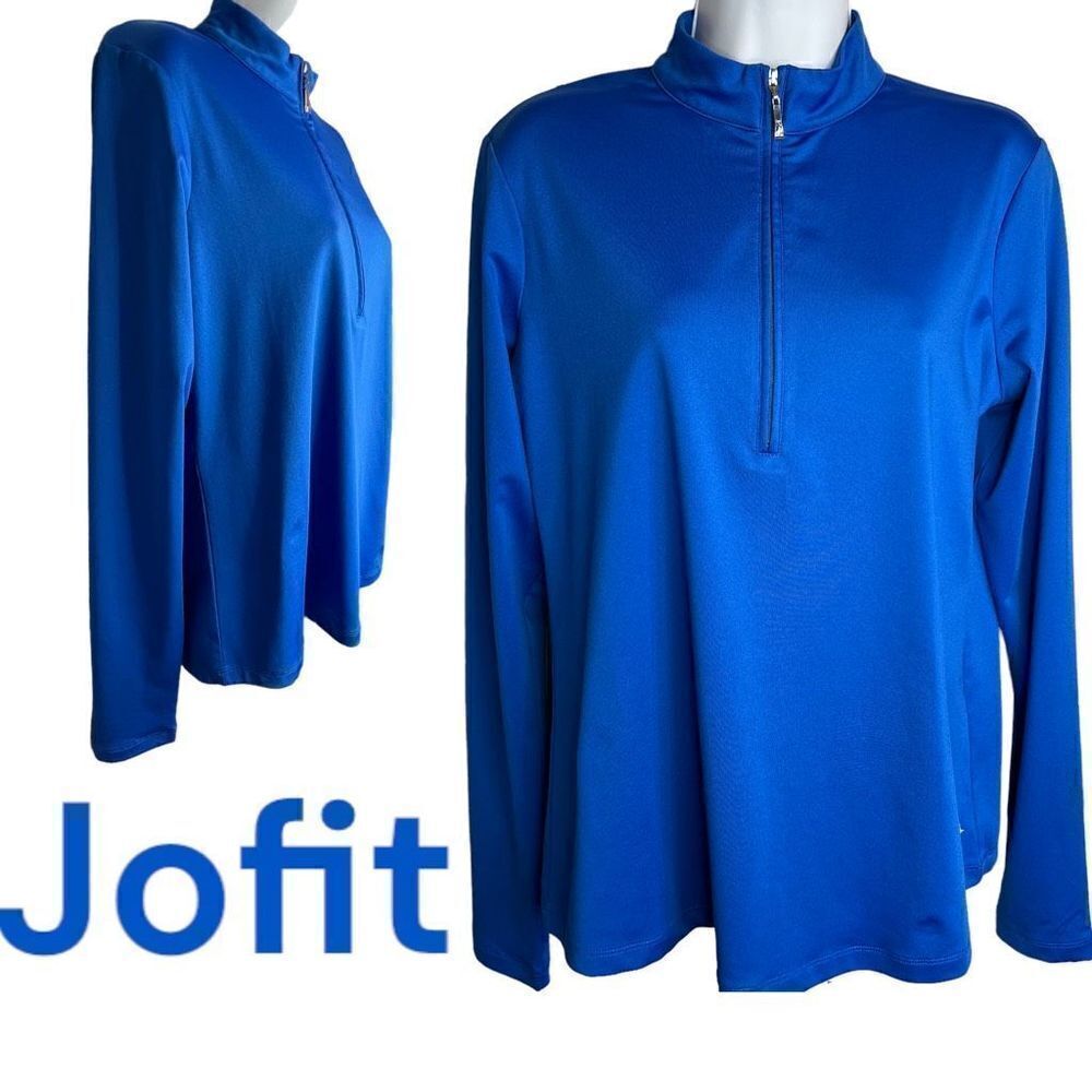 Jofit Activewear Jacket Women's Large Long Sleeve Quarter Zip Blue Sports Jacket